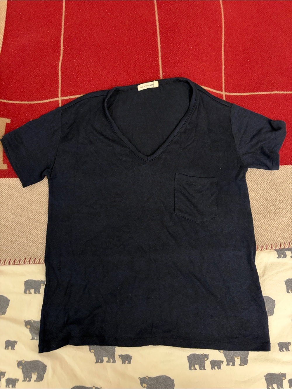 rag & bone Navy V-Neck Pocket Tee
